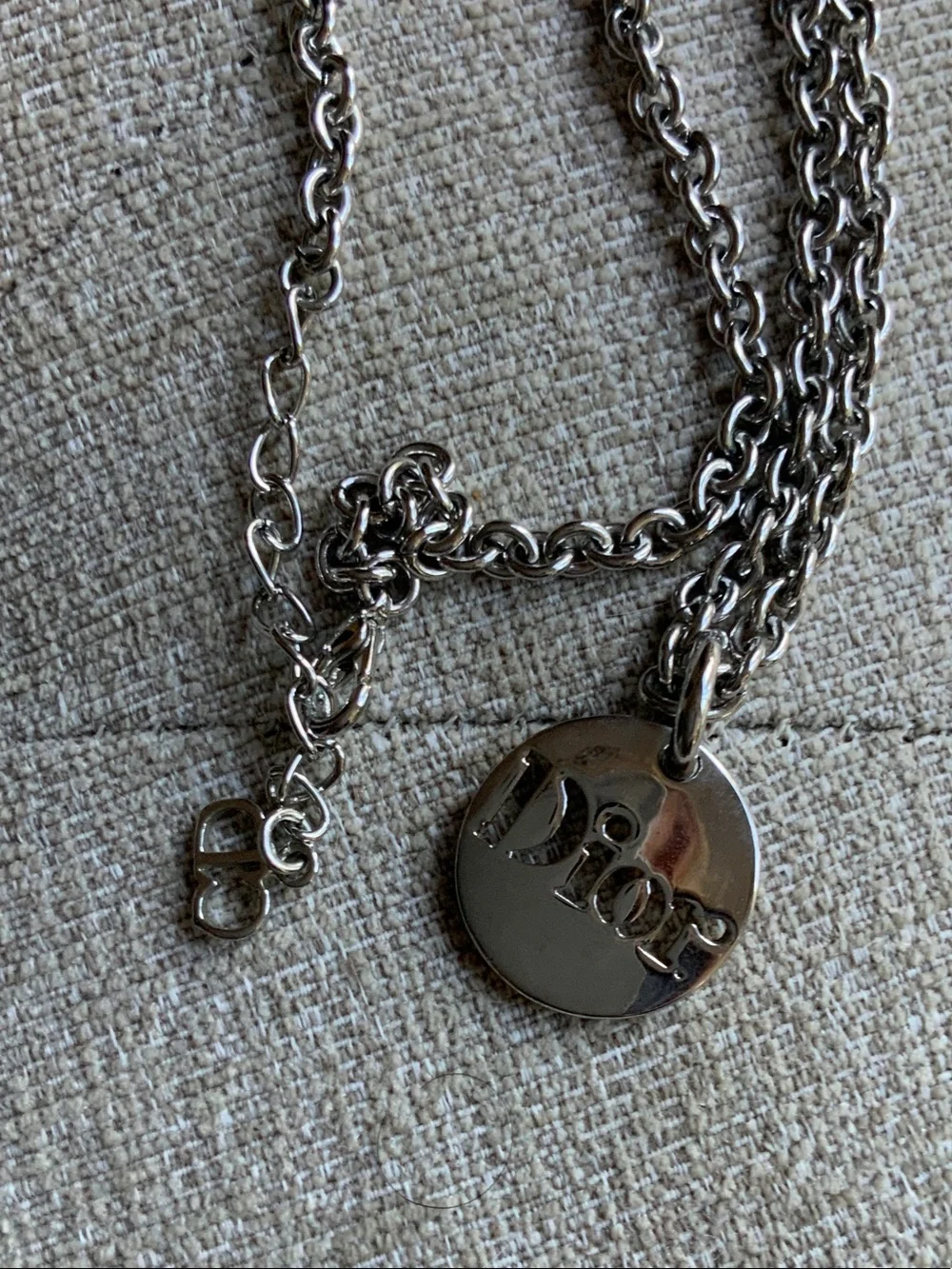 Dior Silver Disc 18 inch Pendant Necklace/Bracelet 8 inches